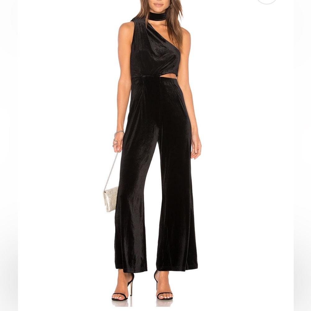 Black Velvet Jumpsuit with Cutout